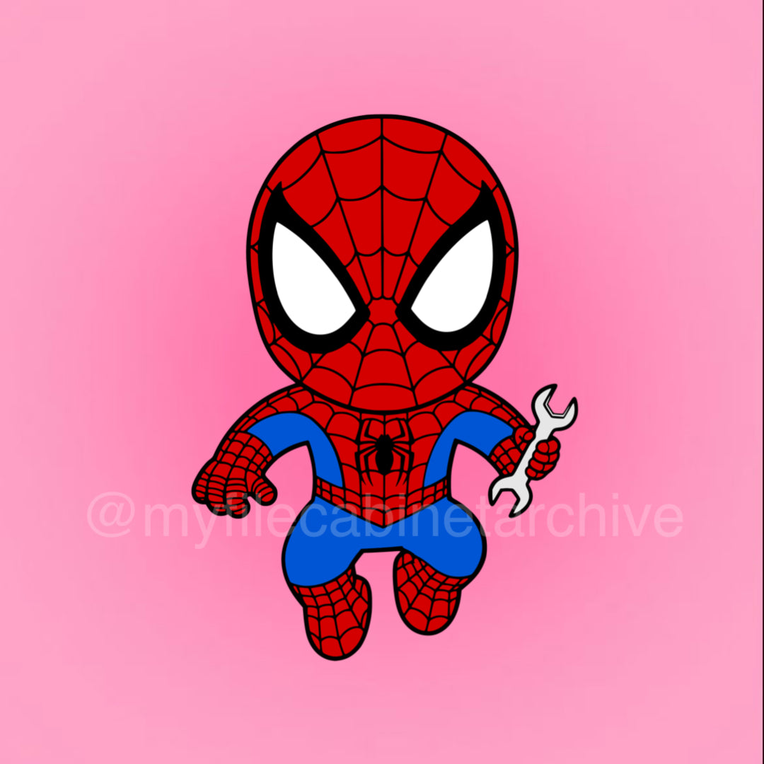Baby Spiderman Holding Wrench SVG + PNG