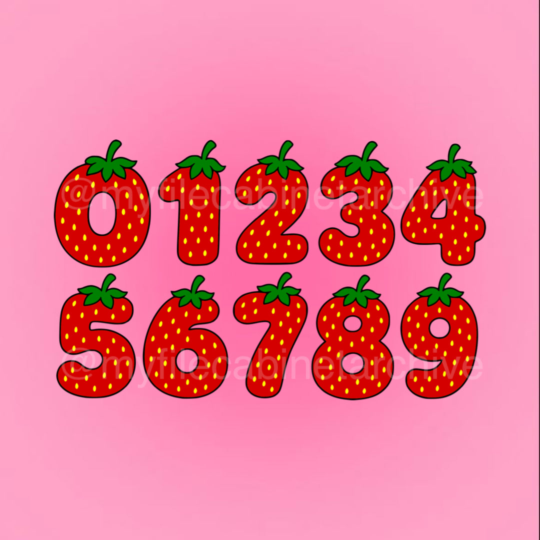 Strawberry Numbers Font SVG