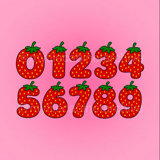 Strawberry Numbers Font SVG