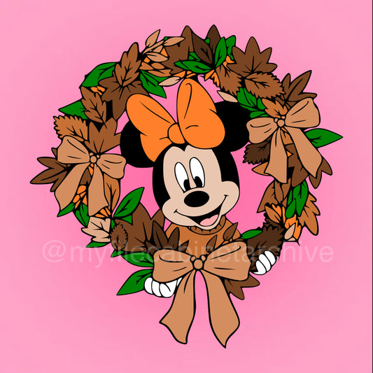 Minnie Mouse Fall Wreath PNG ONLY