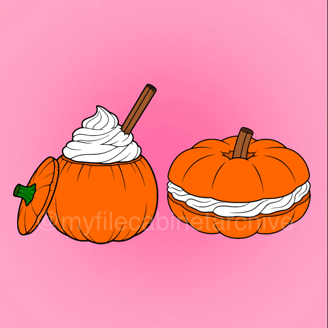 Pumpkin Drink & Bagel (2) SVG + PNG