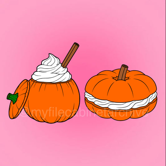 Pumpkin Drink & Bagel (2) SVG + PNG